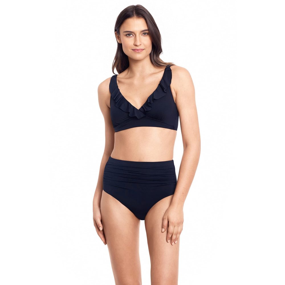 Lauren Ralph Lauren Beach Club Solid Ruffle Underwire Bra Top Black 6